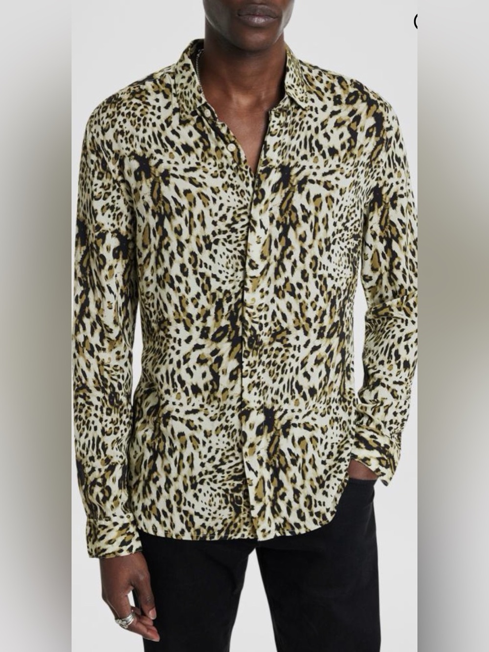 John Varvatos Rodney Leopard Print Shirt Ginger Small NWT $228